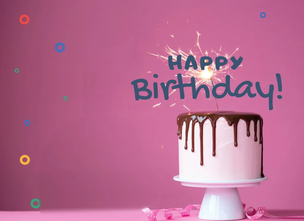 Happy Birthday card front with a cake