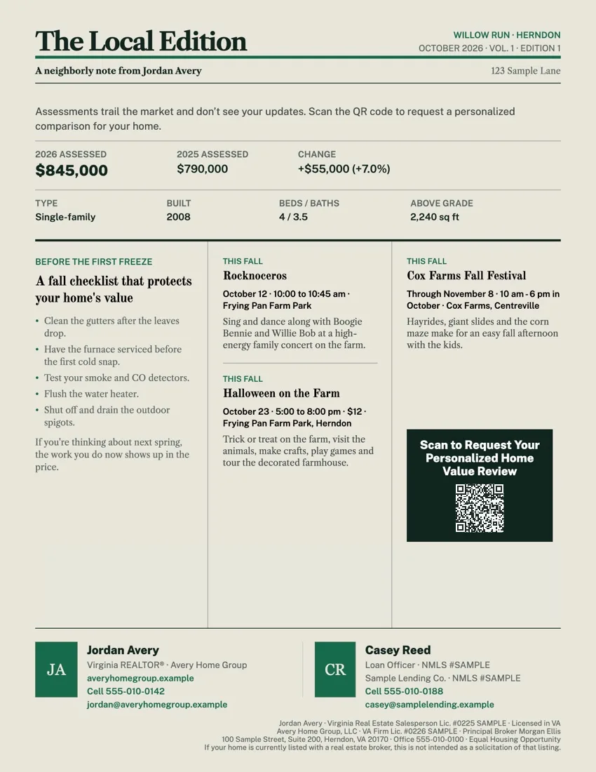 The Local Edition, page two: the home's value story, a fall checklist and local events